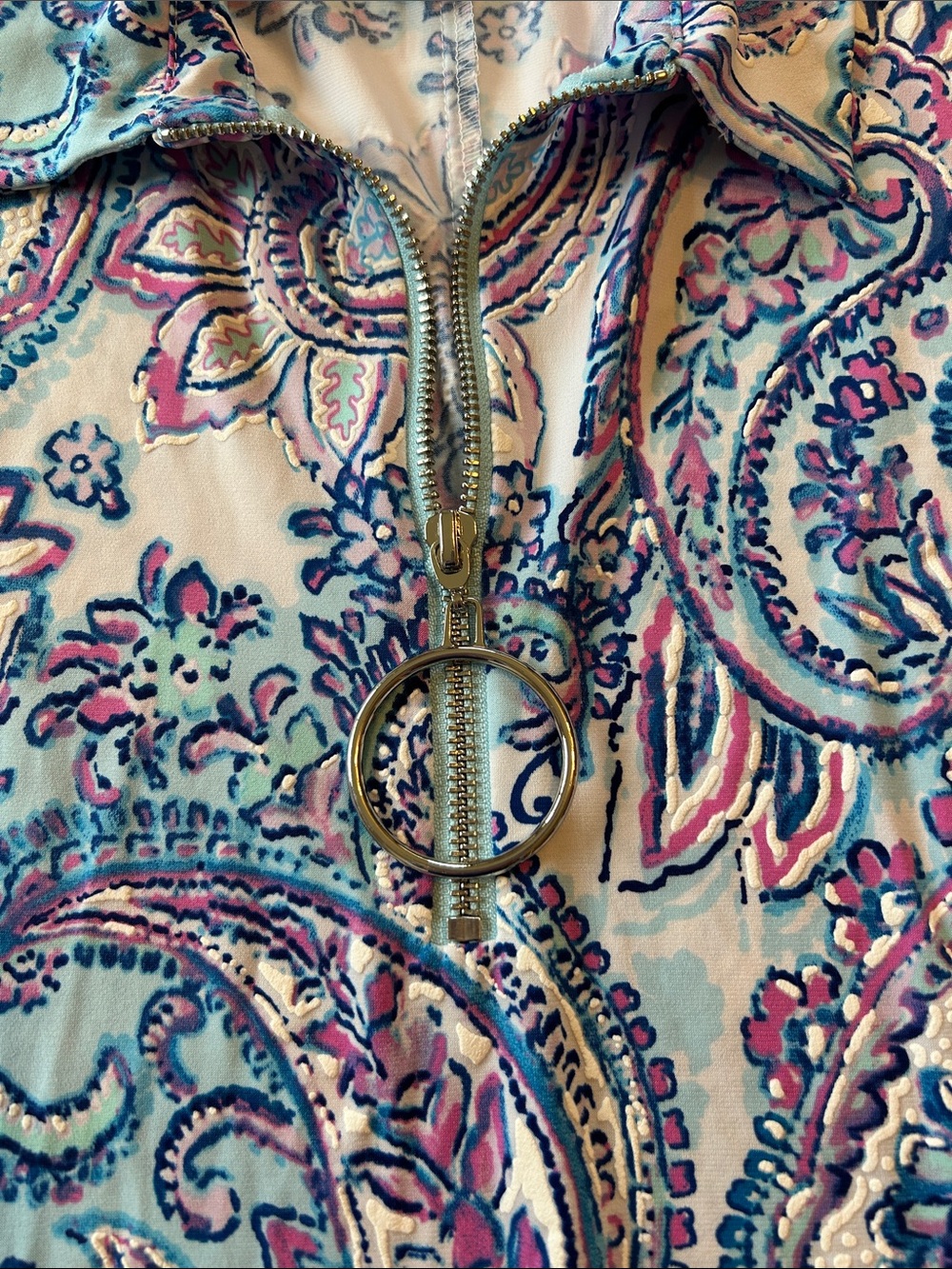 MSK Paisley Zip-Front Sleeveless Dress in Blue & Pink - Picture 3 of 5